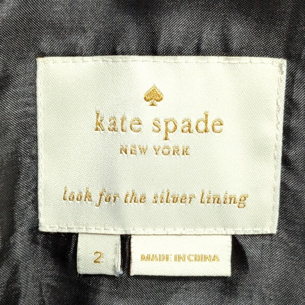 Kate Spade New York Rosa A-Line Rose Print Bow Shoulder Dress Black Pink Size 2‎